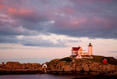 Sunset Clouds Over Nubble Lighthouse in Maine